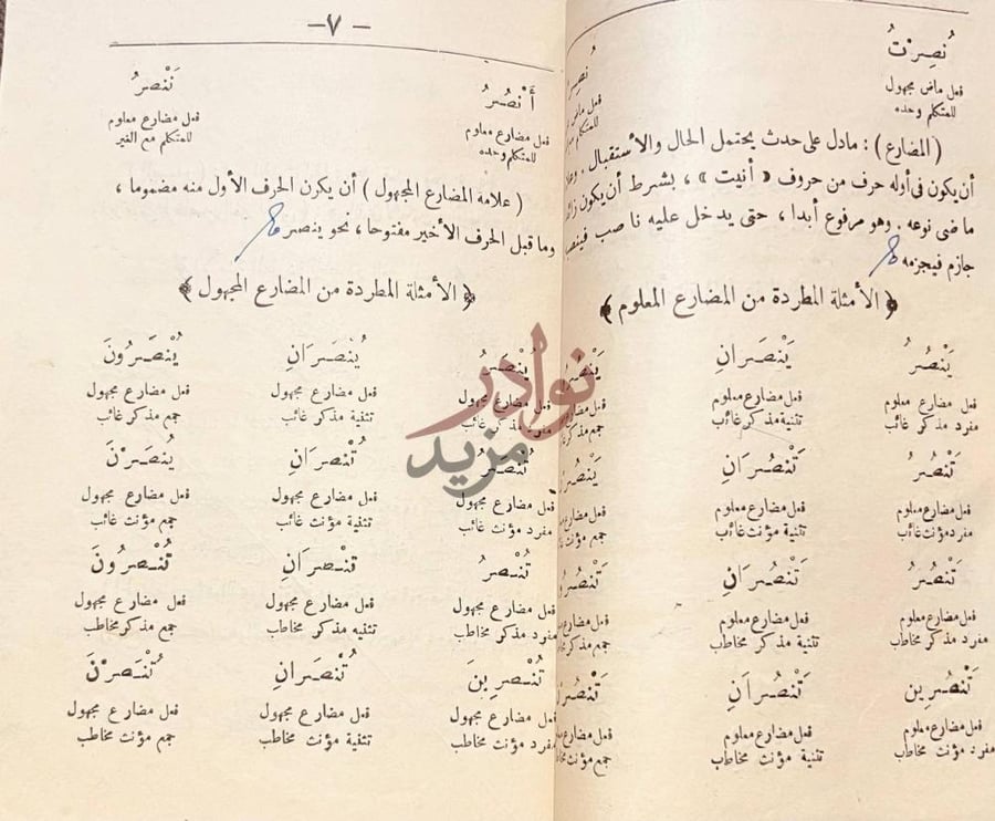 صفحة داخلية كتاب امثلة جديدة في التصريف الأمثلة المطردة