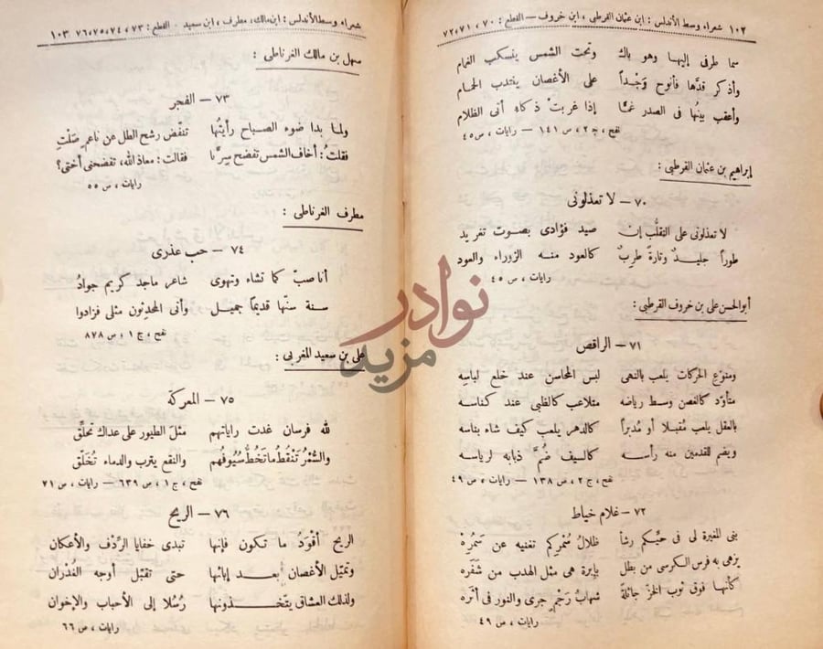 صفحة داخلية كتاب الشعر الاندلسي شعراء وسط الأندلس