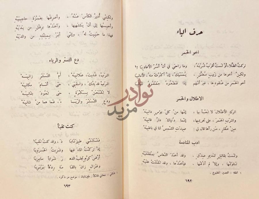 صفحة داخلية كتاب ديوان ابي نواس مرفأ الياء