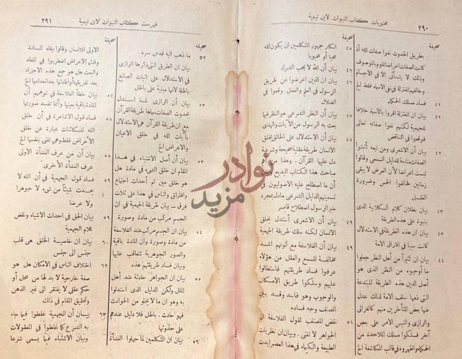 فهرس كتاب النبوات فهرست