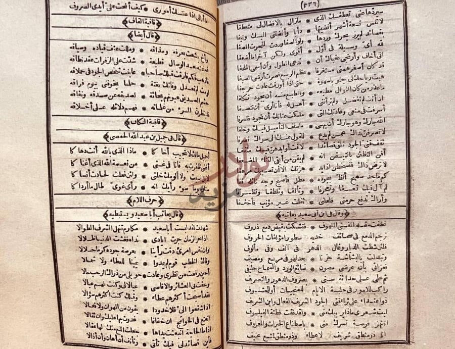 صفحة داخلية كتاب ديوان ابى تمام الطائى حرف اللام