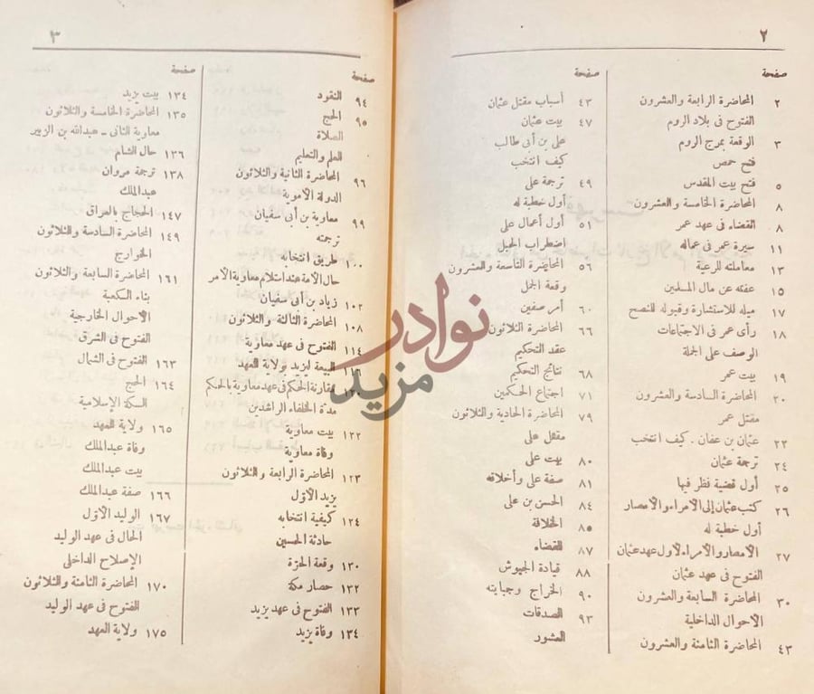 فهرس كتاب محاضرات تاريخ الامم الاسلامية
