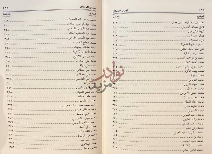 فهرس كتاب رسائلهم الى من رسائل العلماء والادباء الى احمد