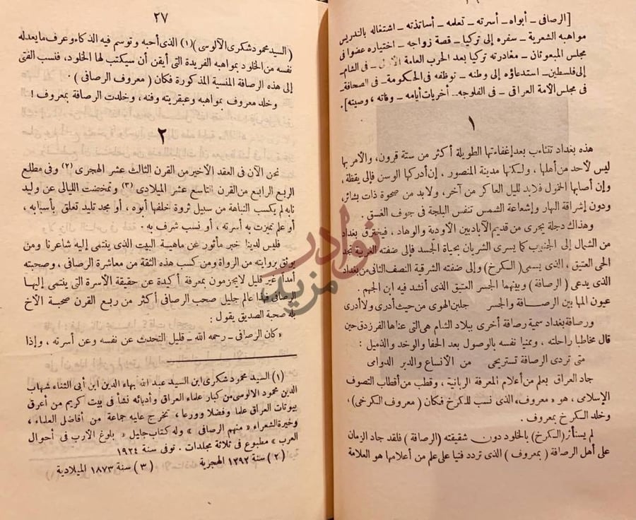 صفحة داخلية كتاب معروف الرصافي دراسة ادبية لشاعر العراق