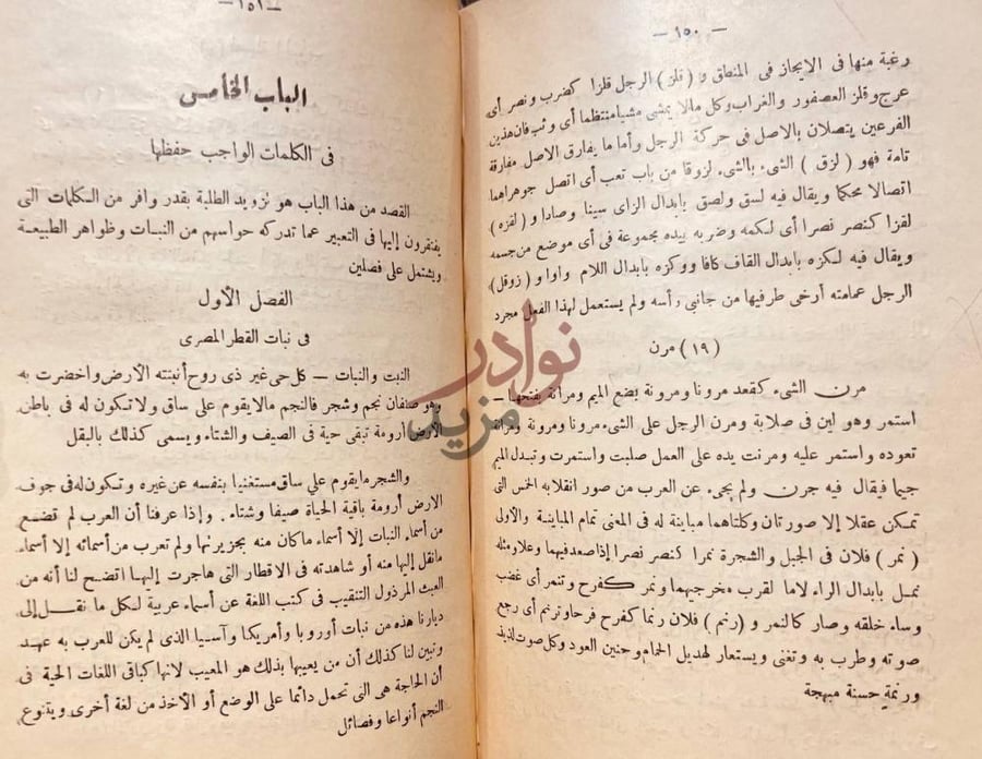 صفحة داخلية كتاب فقه اللغة العربية الباب الخامس