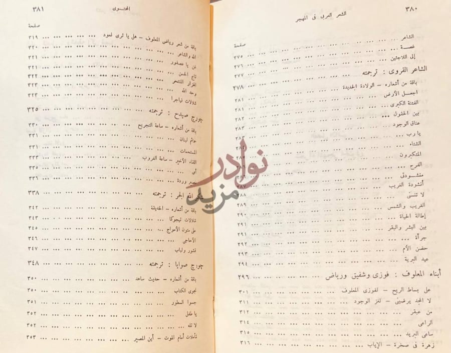 فهرس كتاب الشعر العربي في المهجر المحتوى