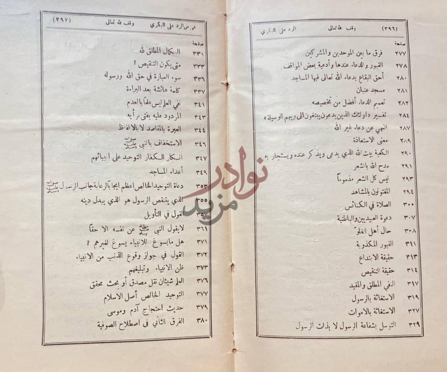 فهرس كتاب تلخيص كتاب الاستغاثة المعروف بالرد على البكري
