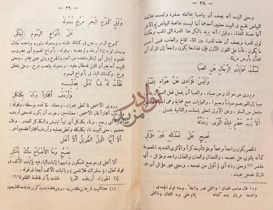 صفحة داخلية كتاب شرح القصائد العشر