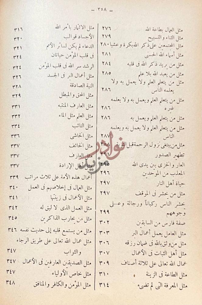 فهرس كتاب الامثال من الكتاب والسنة استكمال لجدول فهرس
