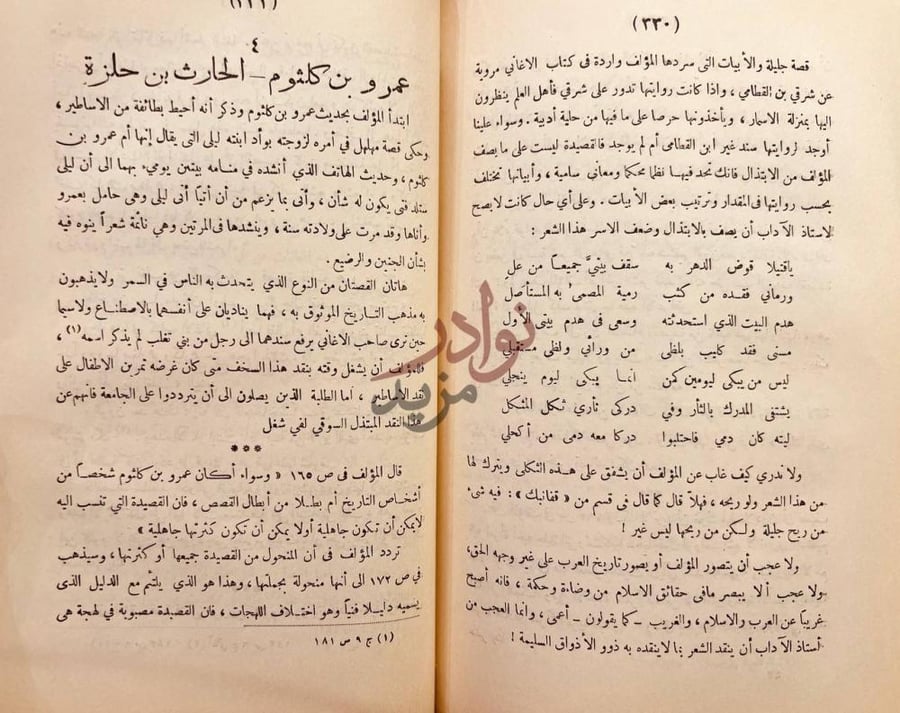 صفحة داخلية كتاب نقض كتاب في الشعر الجاهلي عمرو بن كلثوم