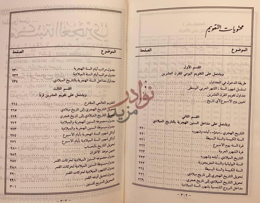فهرس كتاب تقويم القرون لمقابلة التواريخ الهجرية والميلادية