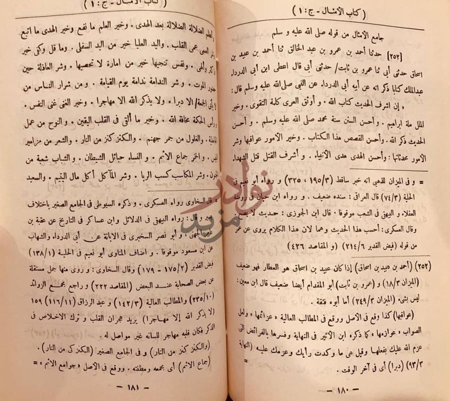 صفحة داخلية كتاب الامثال في الحديث النبوي مجلد واحد