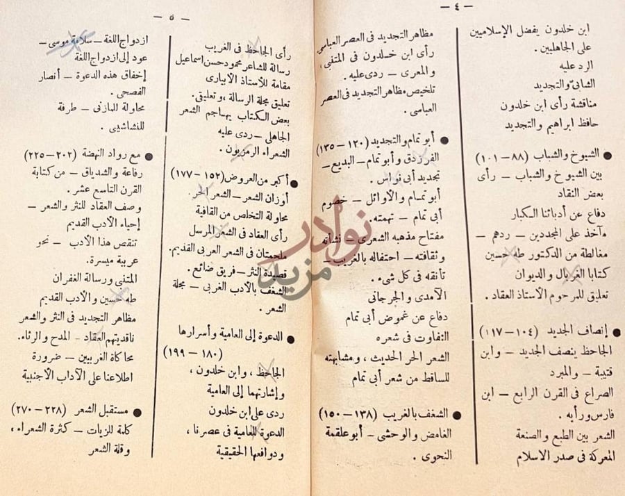 فهرس كتاب الصراع الادبي بين القديم والجديد