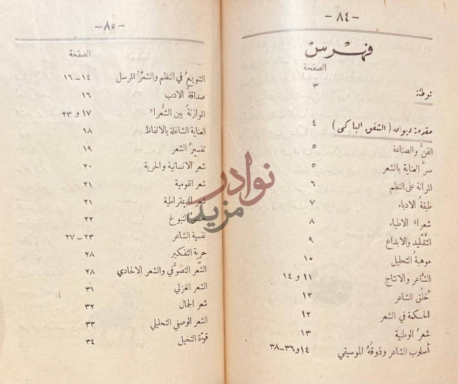 فهرس كتاب الادب الجديد وكلمات في الشعر والشاعر فهرس