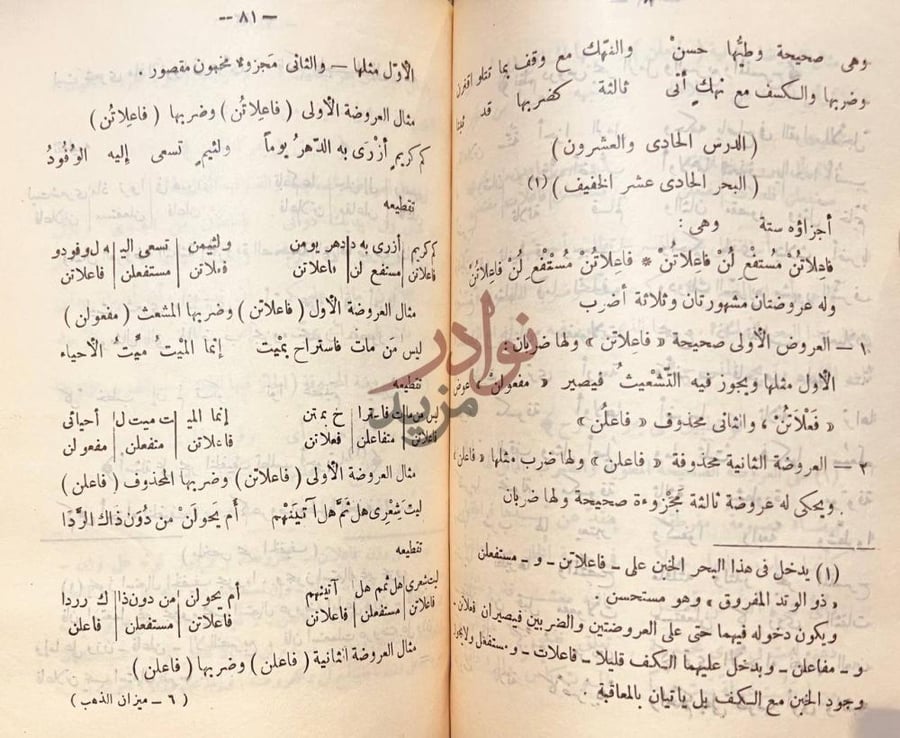صفحة داخلية كتاب ميزان الذهب في صناعة شعر العرب
