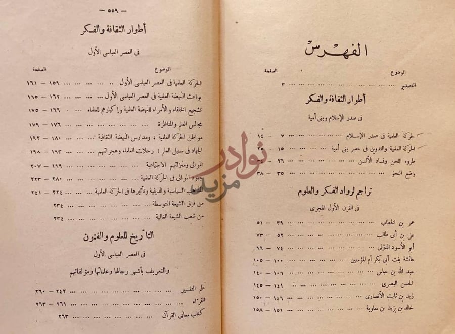 فهرس كتاب اصول الثقافة والفكر في ظلال العروبة والاسلام