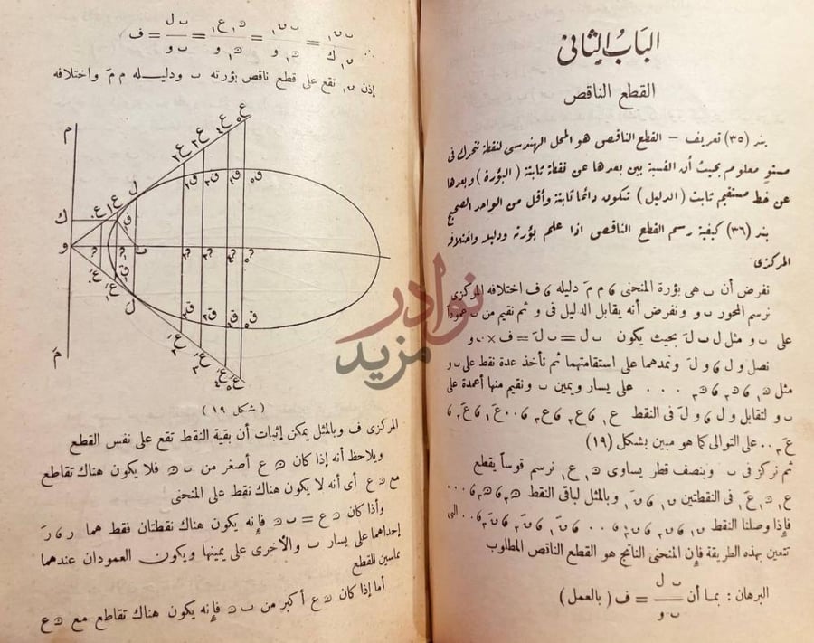 فصل كتاب الهندسة التحليلية بند تعريف القطع