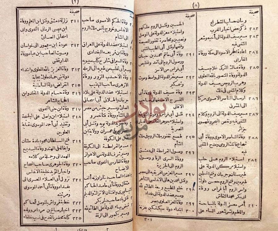 فهرس كتاب تاريخ بن الوردي فهرست تابع