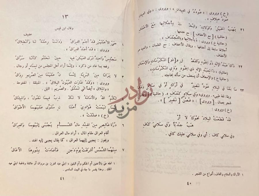 صفحة داخلية كتاب ديوان عبيدالله بن قيس الرقيات وقال ابن قيس