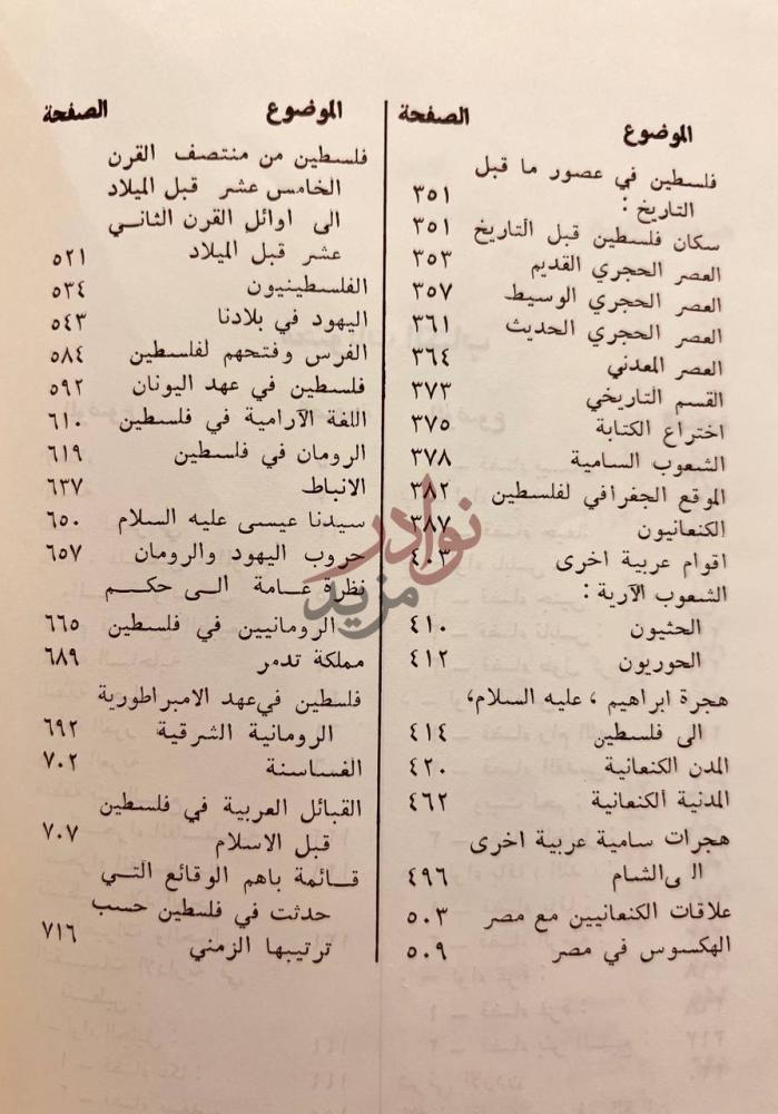 فهرس كتاب بلادنا فلسطين الجزء الاول القسم الاول