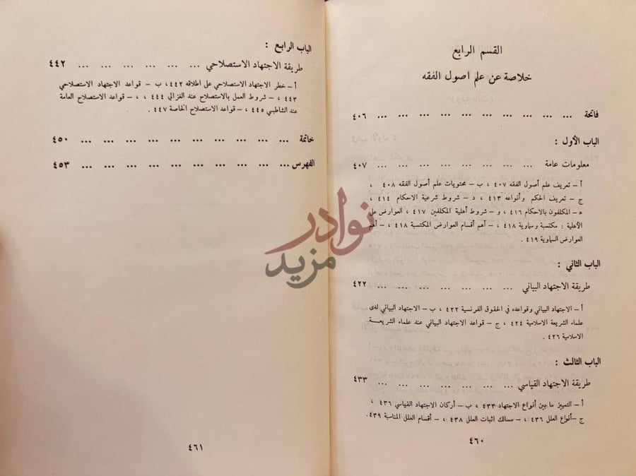 فهرس كتاب المدخل الى علم اصول الفقه القسم الرابع خلاصة