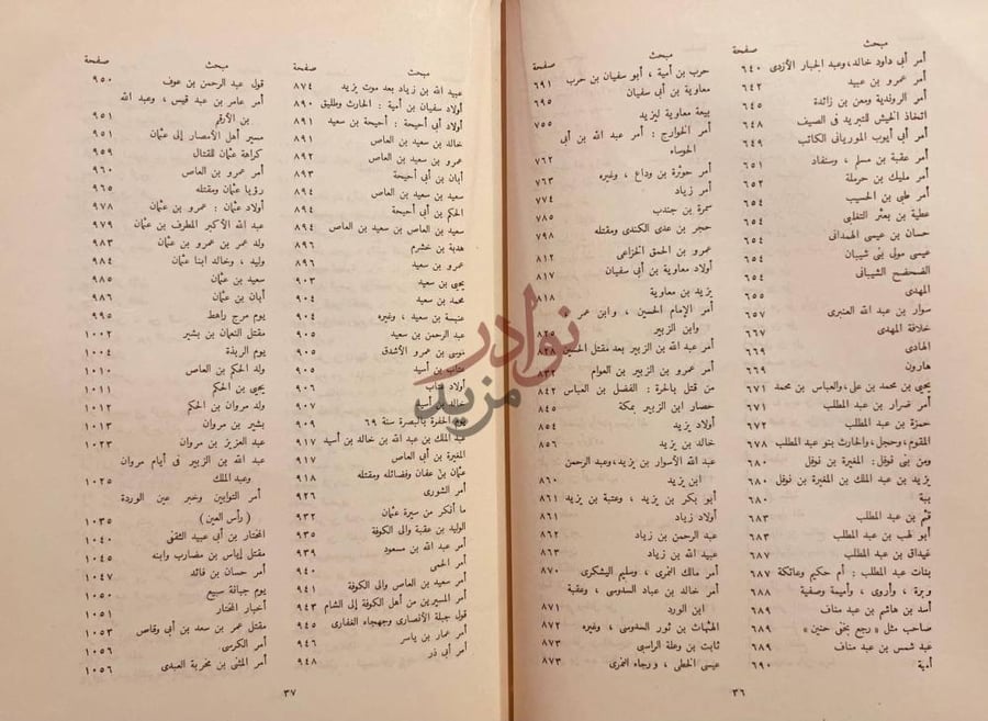 فهرس كتاب انساب الاشراف ج