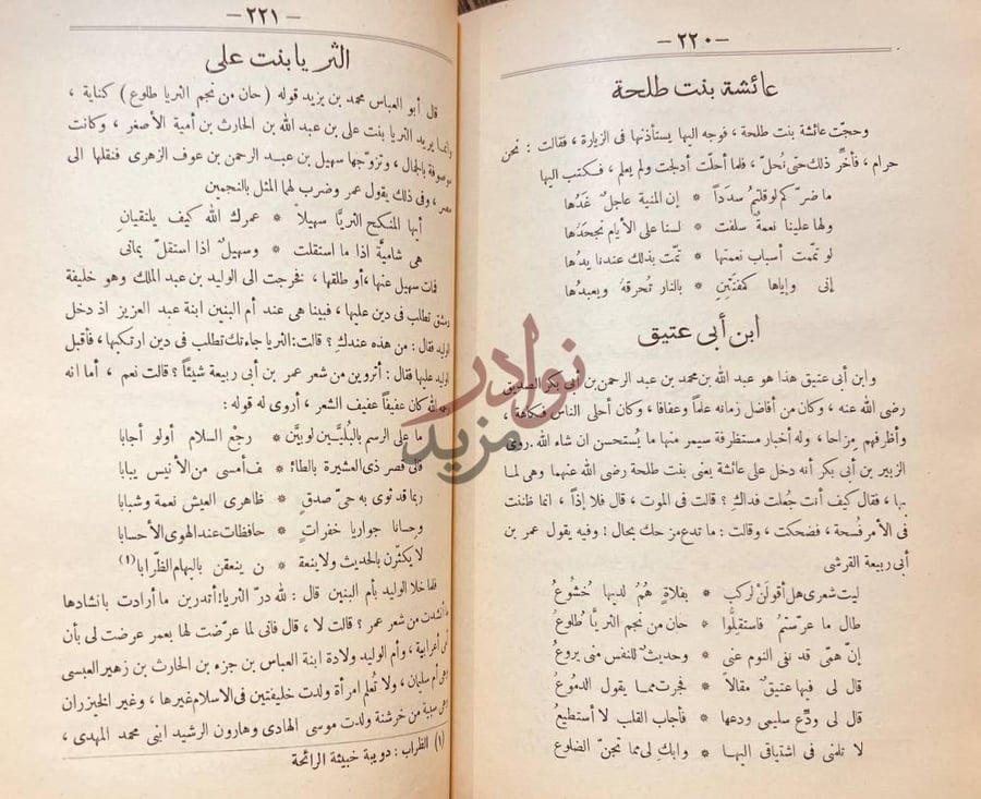 صفحة داخلية كتاب زهر الاداب وثمر الالباب عائشة بنت طلحة