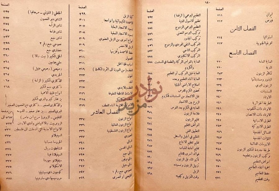 فهرس كتاب شجرة الزيتون تاريخها زراعتها امراضها صناعاتها