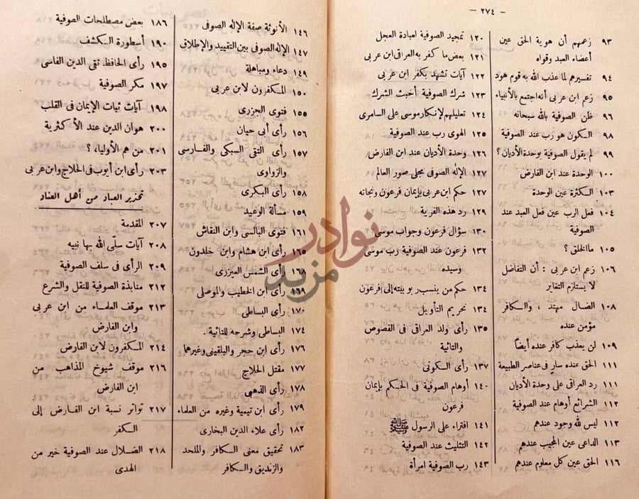 فهرس كتاب مصرع التصوف او تنبيه الغبي الى تكفير ابن عربي