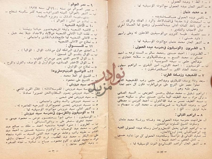 فهرس كتاب أعلام الموسيقى والغناء العربي في المائة سنة الماضية
