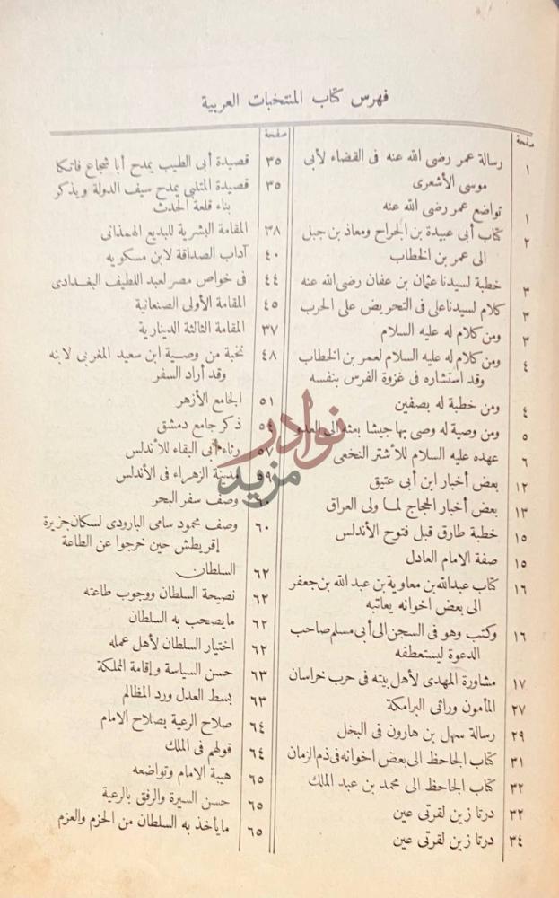 فهرس كتاب المنتخبات العربية فهرس كتاب المنتخبات