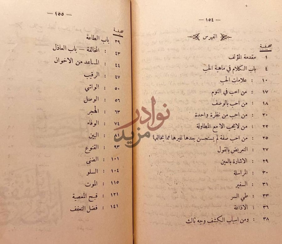 فهرس كتاب طوق الحمامة في الالف والالاف الفهرس