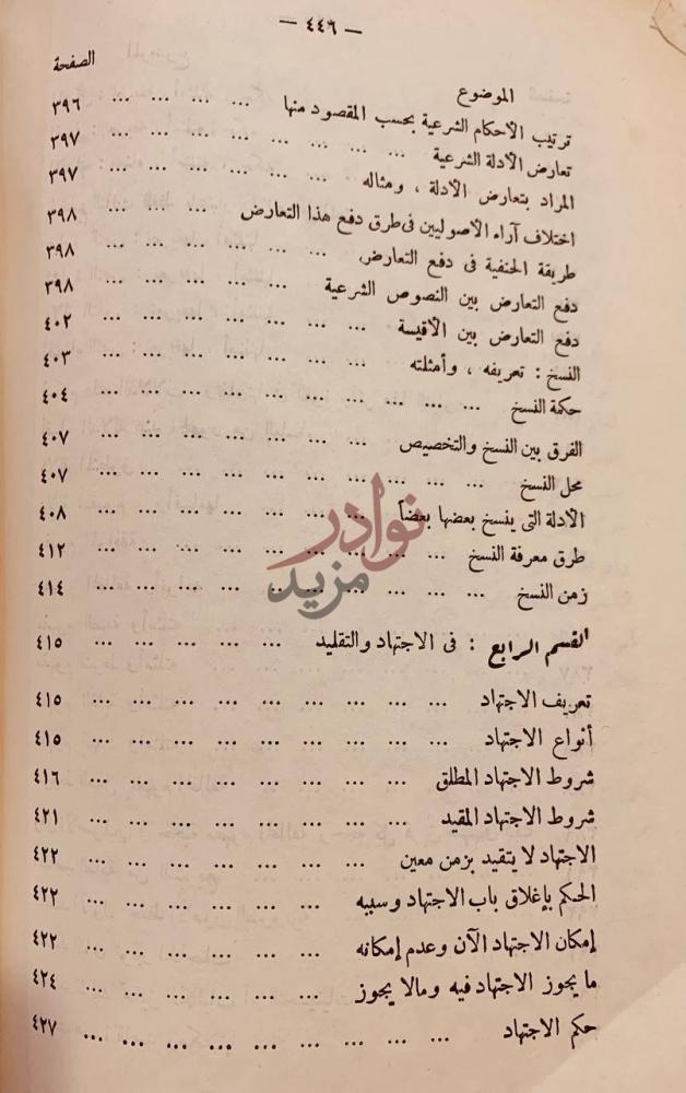 فهرس كتاب اصول الفقه الاسلامي