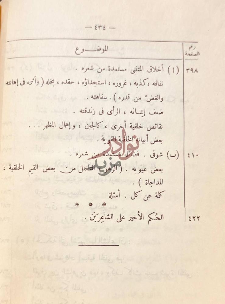 فهرس كتاب المتنبي وشوقي دراسة ونقد وموازنة الموضوع
