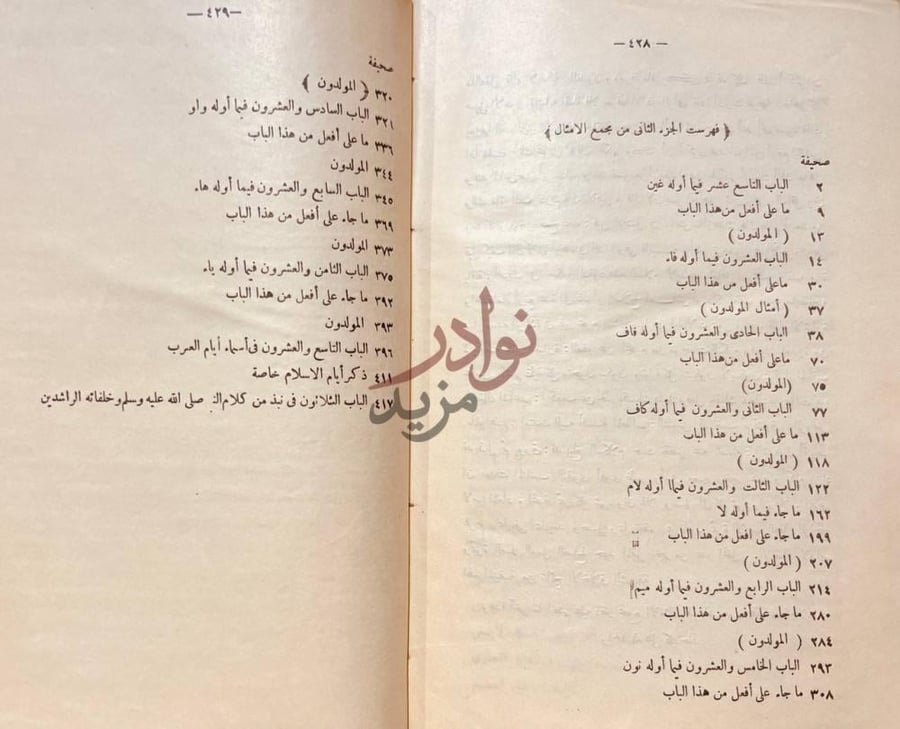 فهرس كتاب مجمع الامثال فهرست الجزء الثاني