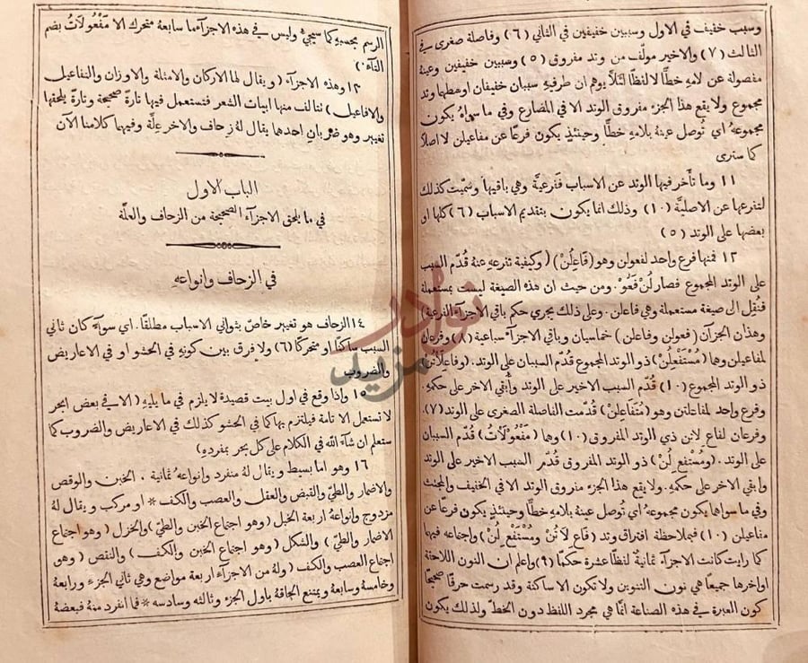 صفحة داخلية كتاب الجدول الصافي في علم العروض والقوافي