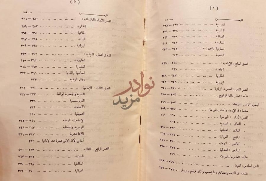فهرس كتاب الملل والنحل