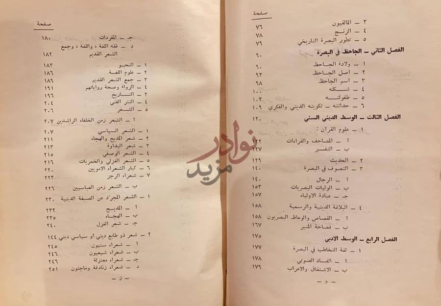 فهرس كتاب الجاحظ في البصرة وبغداد وسامراء