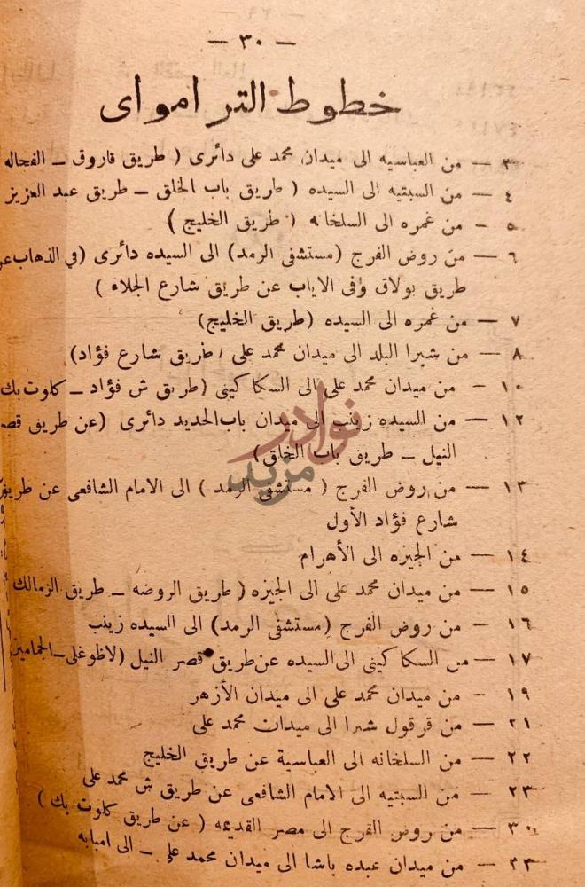 صفحة داخلية كتاب دليل القاهرة خطوط الترامواي