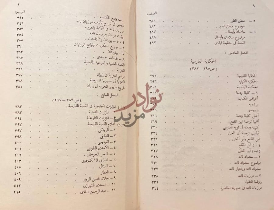 فهرس كتاب القصة في الادب الفارسي فهرست الموضوعات