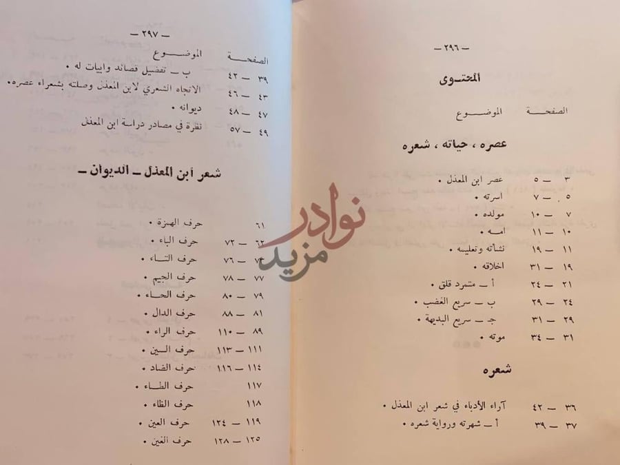 فهرس كتاب شعر عبدالصمد بن المعذل اركان المحتوى