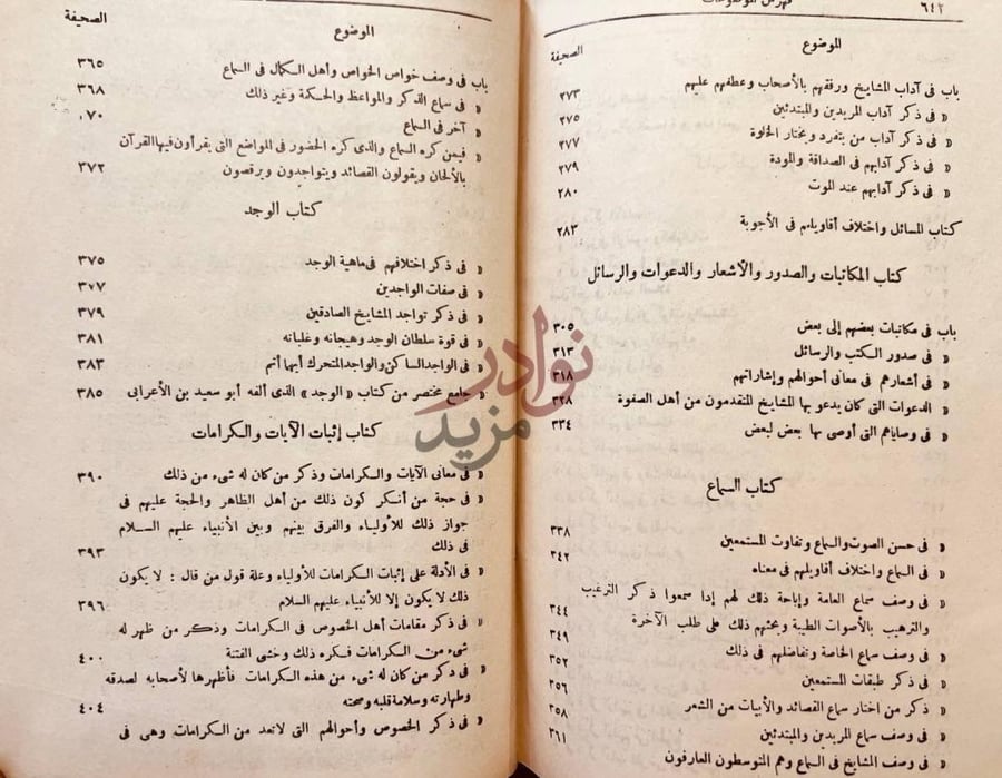 فهرس كتاب اللمع فهرس الموضوعات