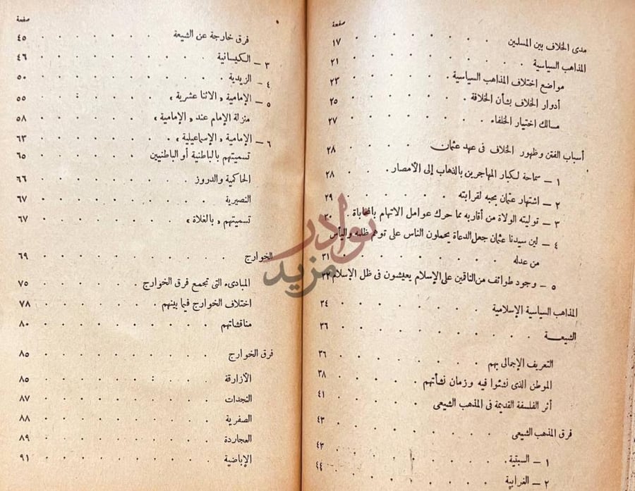 فهرس كتاب تاريخ المذاهب الاسلامية