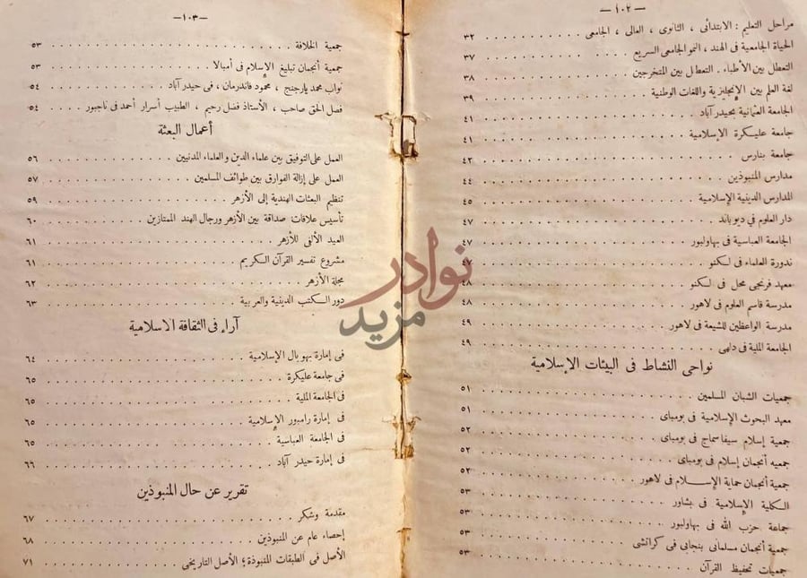 فهرس كتاب البعثة الازهرية الى الهند دراسة لاحوال الطوائف