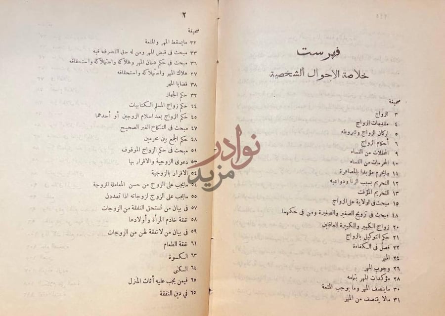 فهرس كتاب خلاصة الاحوال الشخصية في الشريعة الاسلامية فهرست