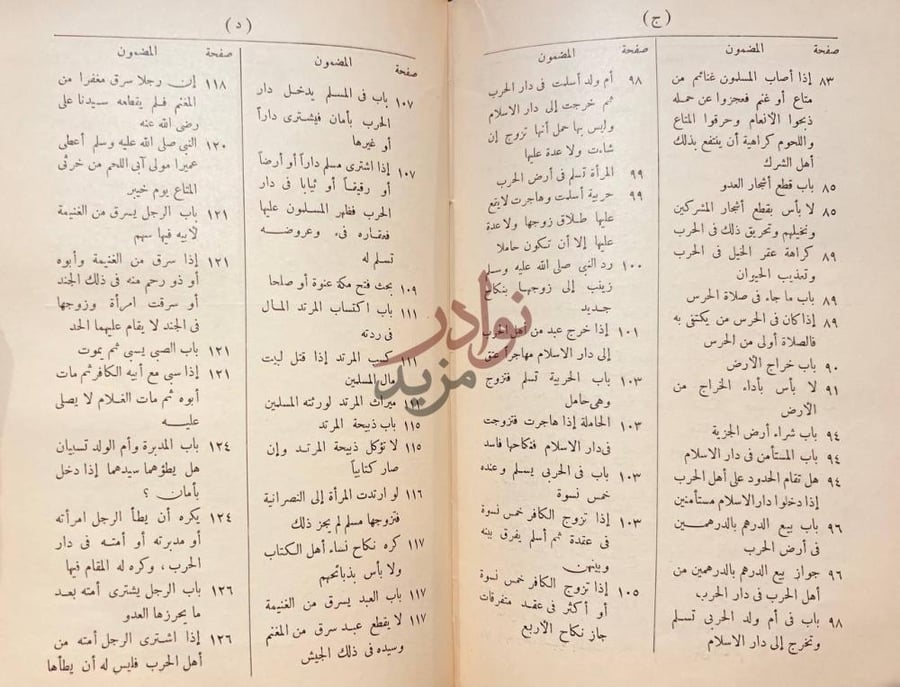 فهرس كتاب الرد على سير الاوزاعي استمرار فهرس
