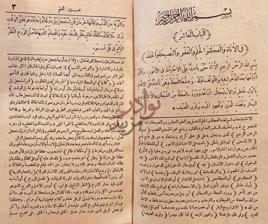 صفحة داخلية كتاب شرح عين العلم وزين الحلم الباب العاشر