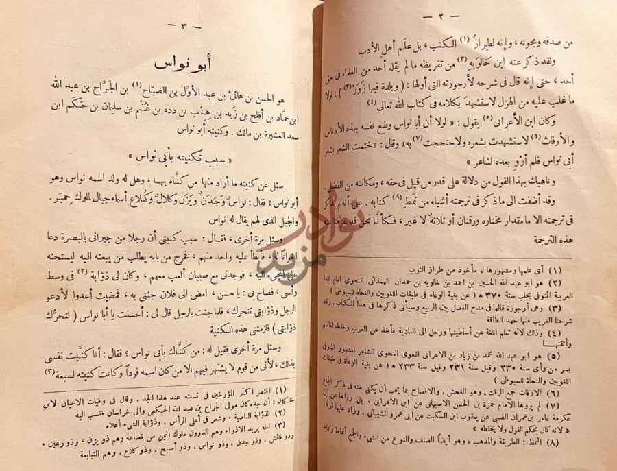 صفحة داخلية كتاب اخبار ابي نواس تاريخه نوادره شعره مجونه