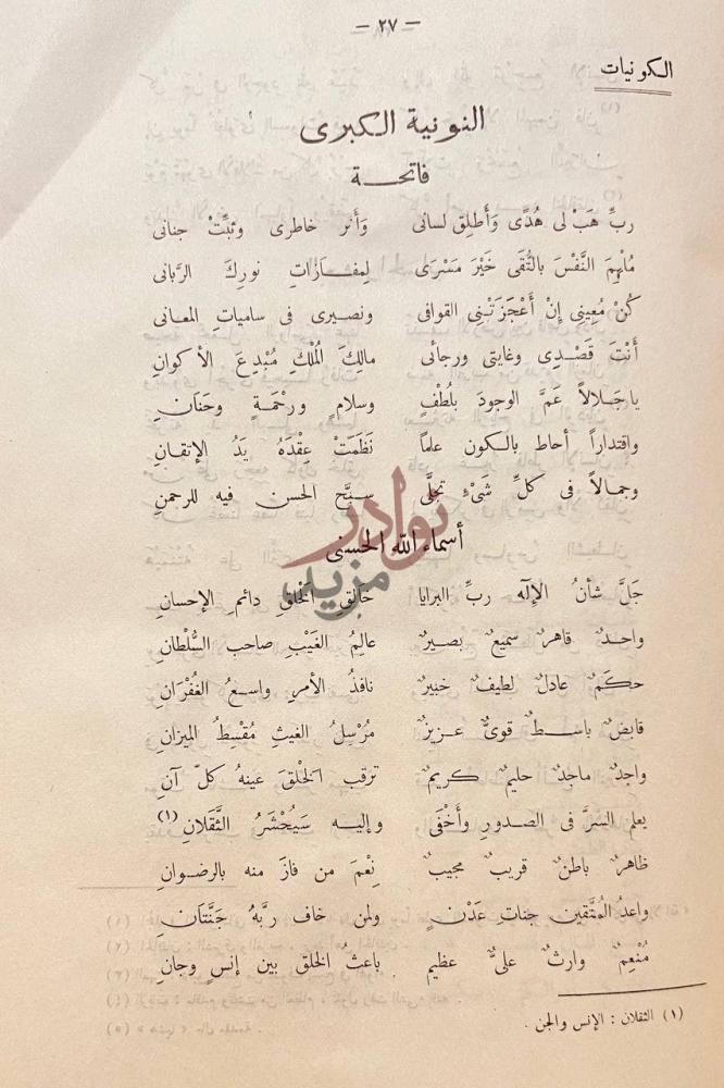 صفحة داخلية كتاب ديوان اسماعيل صبري النونية الكبرى