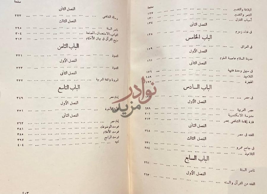 فهرس كتاب الامام الشافعي ناصر السنة وواضع الاصول